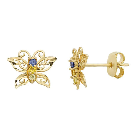 14k Gold Hollow Butterfly Stud Earrings - What's Your Story